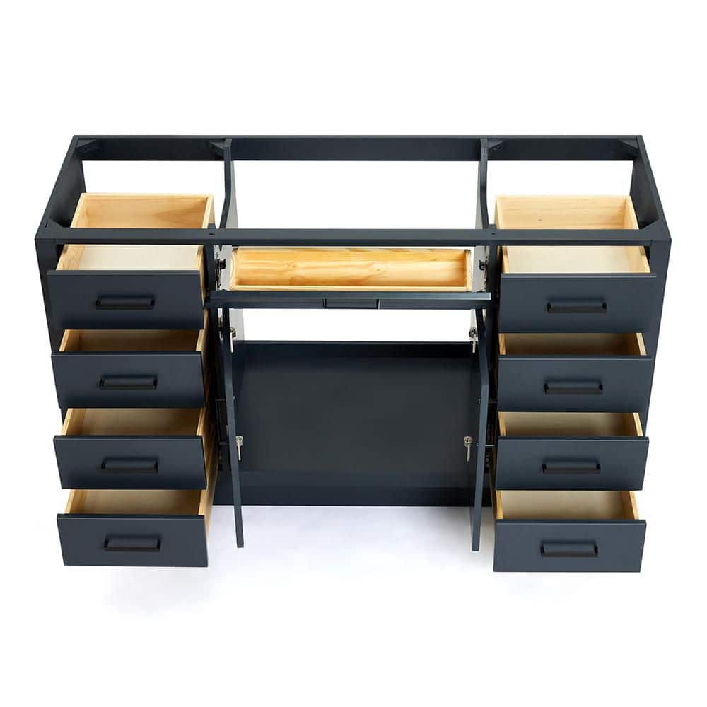 Midnight Blue 60" Freestanding Hardwood Bathroom Vanity