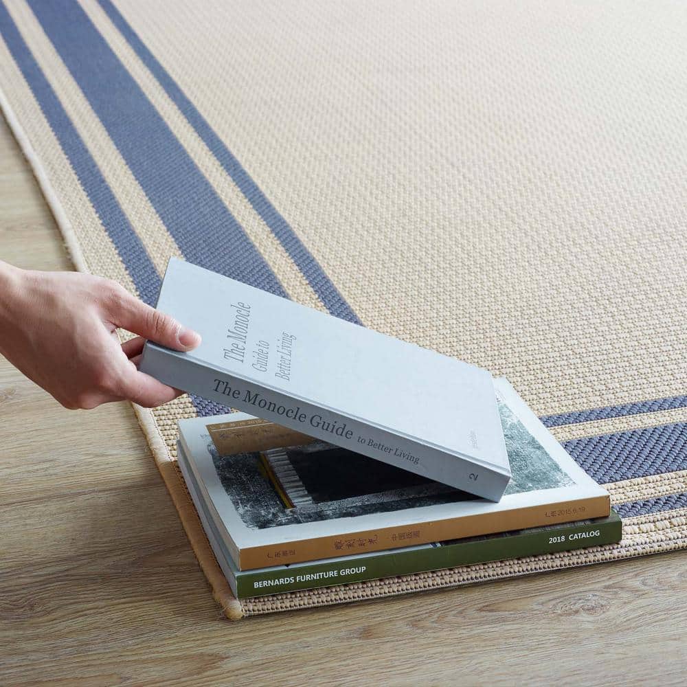 Modway Rim Blue and Beige 5'x8' Easy-Care Outdoor Area Rug