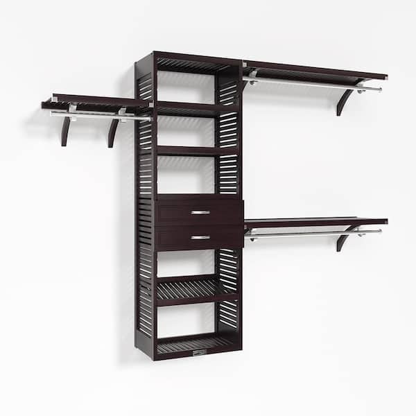 Closet Evolution 120 in. W - 144 in. W Espresso Wood Deluxe Closet