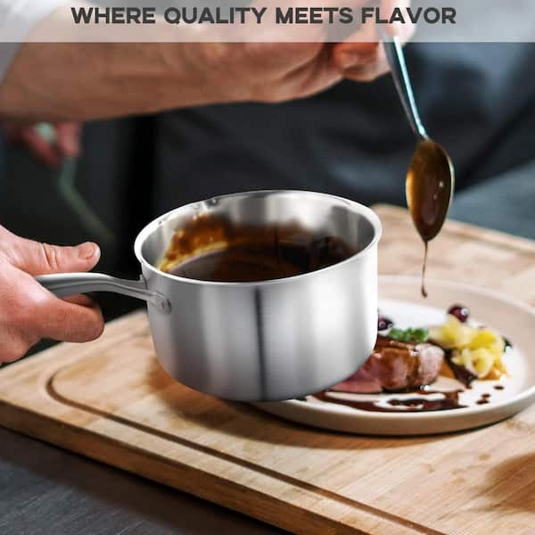 Numhew 3-Piece 2.5 qt. Stainless Steel Sauce Pan with Steamer