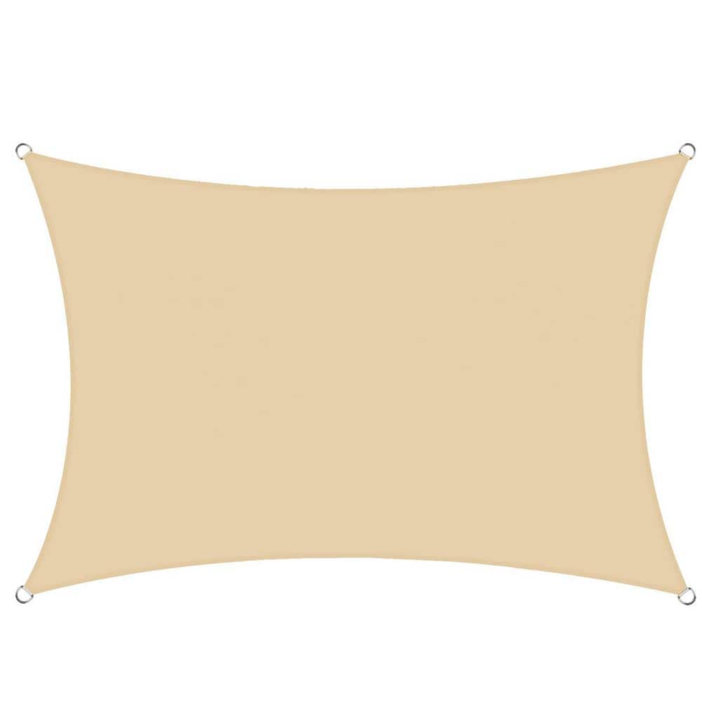 Beige 16' x 16' Square Sun Shade Sail with Stainless Steel D-Rings