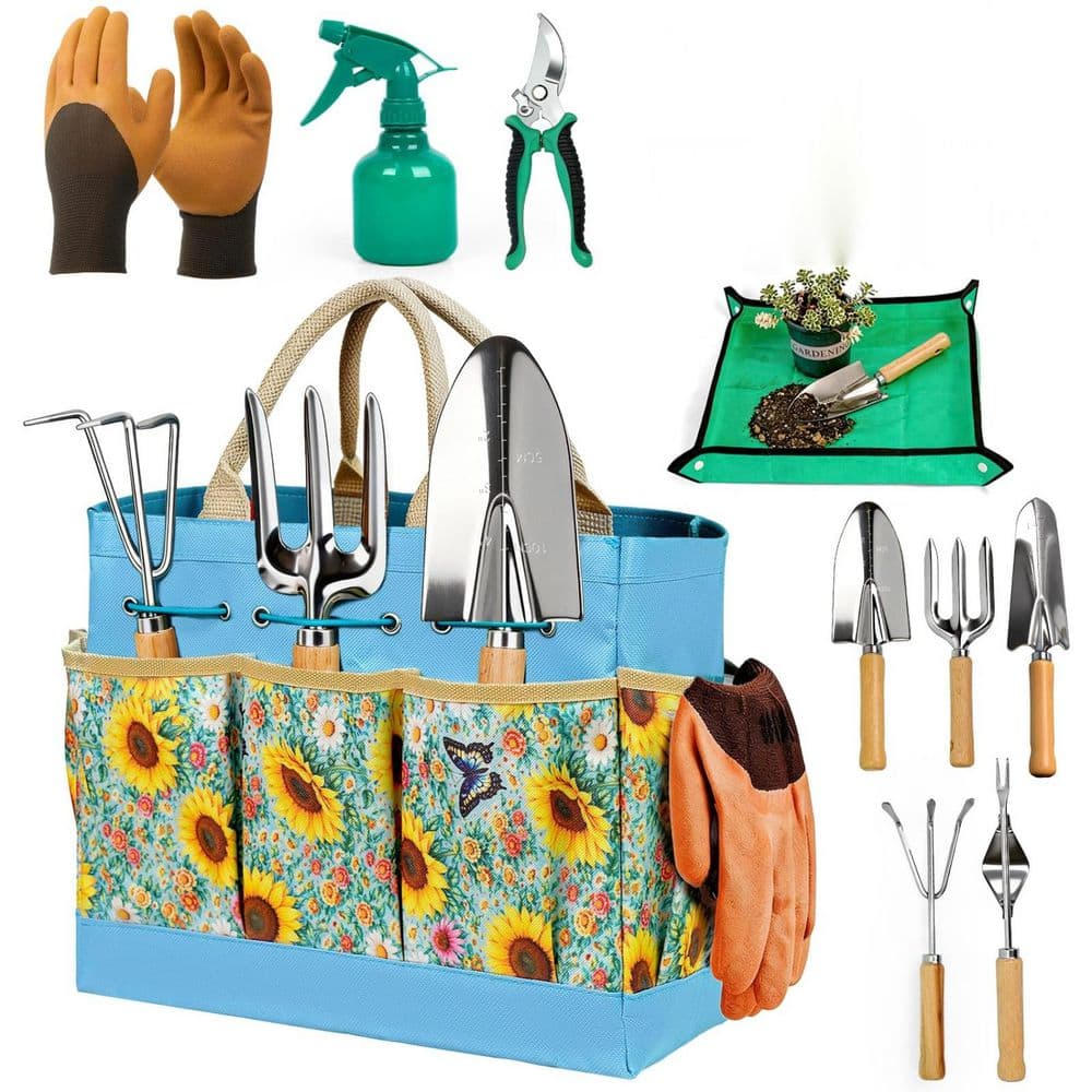 10-Piece Stainless Steel Garden Tool Set with Tote Bag, Gloves, Spray Bottle and Repotting Mat price history on PriceWatchPro