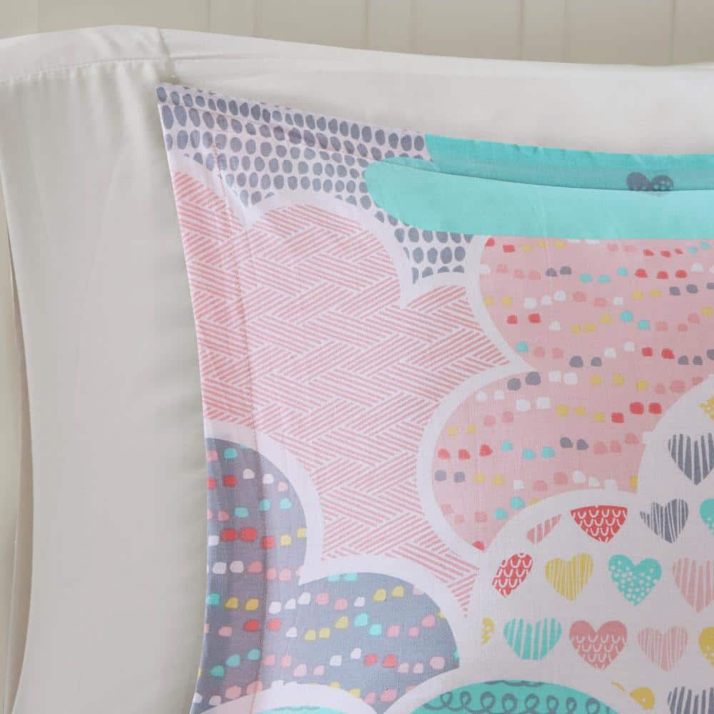 Whimsical Clouds Cotton Kids' Twin Duvet Cover Set with Embroidered Unicorn Pillow