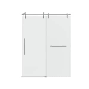 Winslow 60 in. x 76 in. Frameless Sliding Rectangle Shower Enclosure in Stainless Steel Sliding Door Glass Door