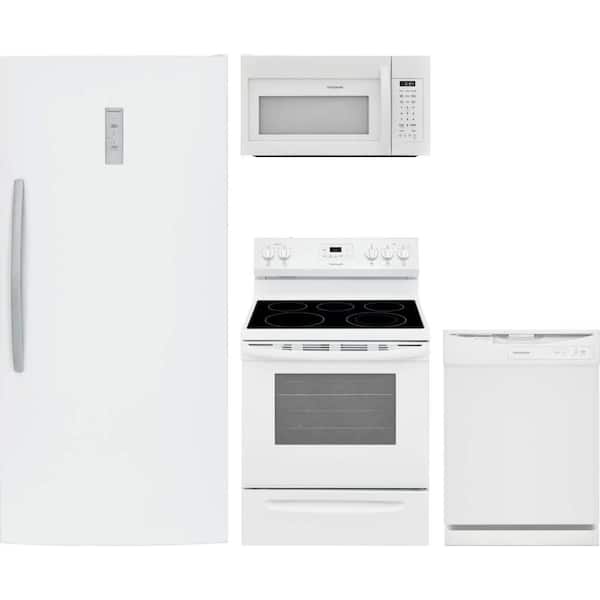 20 cu. ft. White Freezerless Refrigerator with 5 Burner Freestanding Range and Dishwasher