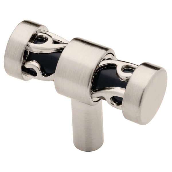 Liberty Crystal Lace 1-1/2 in. Satin Nickel and Black Bar Cabinet Knob