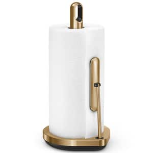 Countertop Tension Arm Paper Towel Holder, Brass Stainless Steel