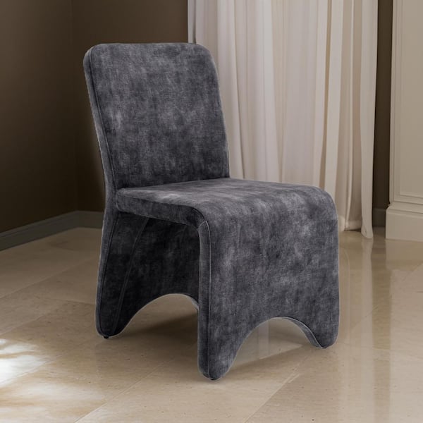 Benjara Gray Polyester Metal Frame Dining Chair (Set of 2)