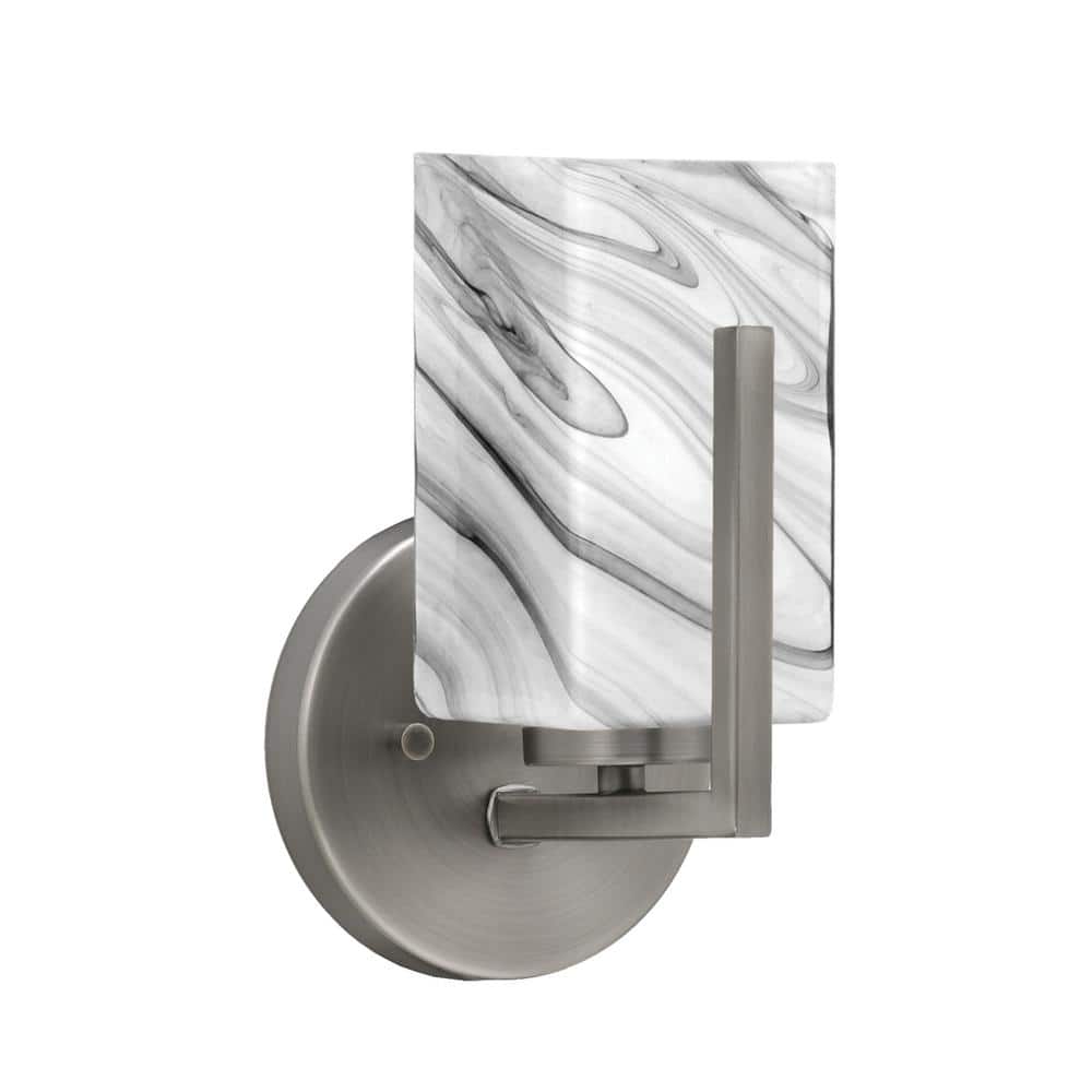 Cottonwood 3.5 in. 1 Light Graphite Sconce with 3.5 in. Square Onyx Swirl G
