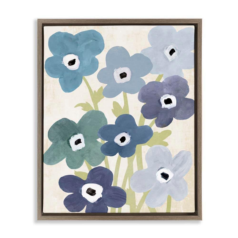Garden Blossoms in Blue by Susan Arnot Brown Floater Frame Graphic Art Print Nature 17 in. x 21 in. price history on PriceWatchPro