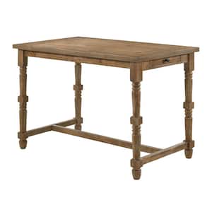 Farsiris 55 in. Rectangle Weathered Oak Wood Top with Wood Frame (Seats 6)