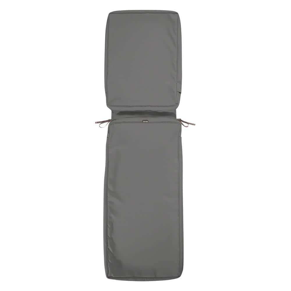 Montlake FadeSafe Light Charcoal Grey Patio Chaise Lounge Cushion Slip Cover, 72"L x 21"W