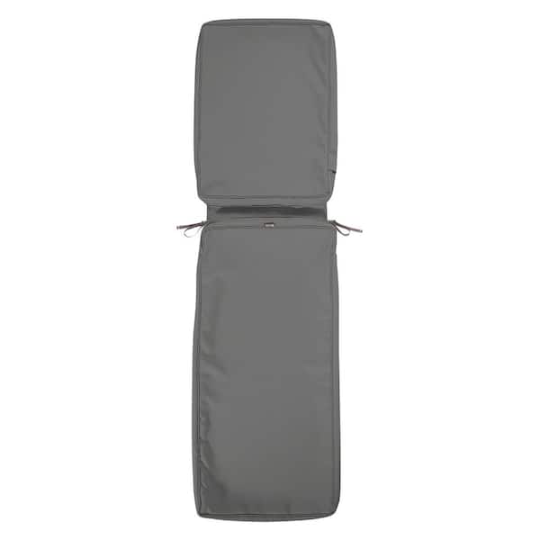 Classic Accessories Montlake FadeSafe 80 in. L x 26 in. W x 3 in. H Patio Chaise Lounge Cushion Slip Cover in Light Charcoal Grey