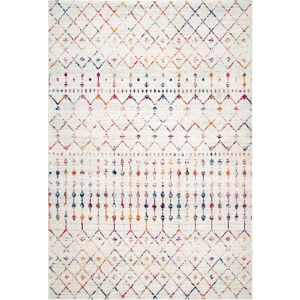 Elevated Trellis 4' Square Light Multi Synthetic Accent Rug