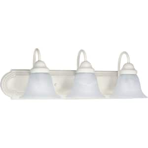 Ballerina 24 in. 3-Light Textured White Vanity Light with Alabaster Glass Shade