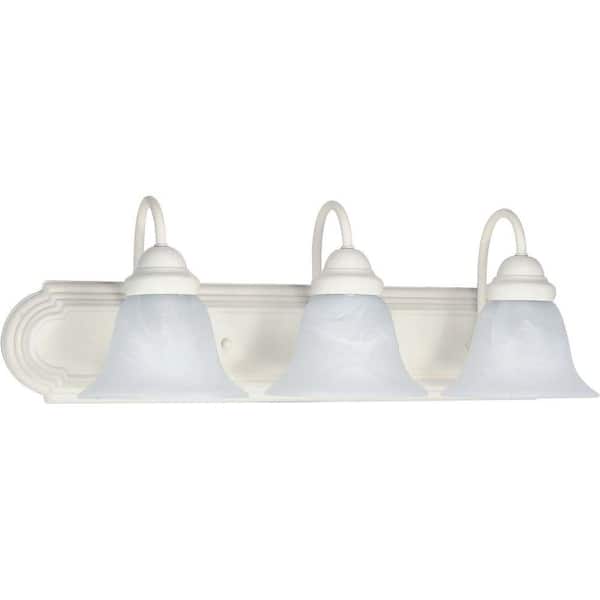 SATCO Ballerina 24 in. 3-Light Textured White Vanity Light with Alabaster Glass Shade
