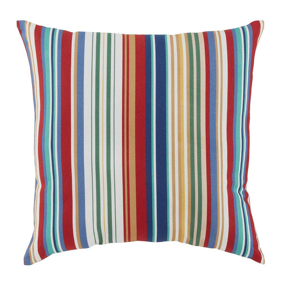 Hampton Bay 18 in. x 18 in. Happy Chili Stripe Outdoor Throw pillow ...