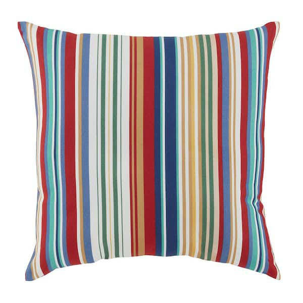 Hampton Bay 18 in. x 18 in. Happy Chili Stripe Outdoor Throw pillow ...