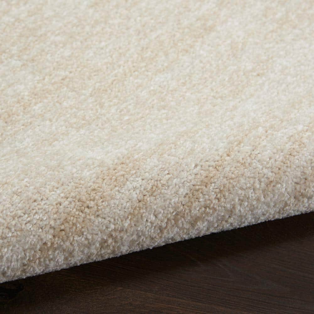 Elegant Ivory-Beige Round Indoor/Outdoor Area Rug, 4' Diameter