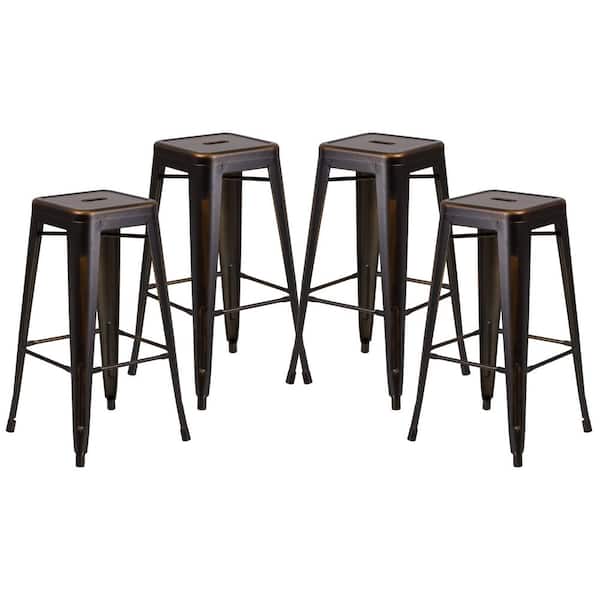 Stackable Metal Outdoor Bar Stool (4-Pack)