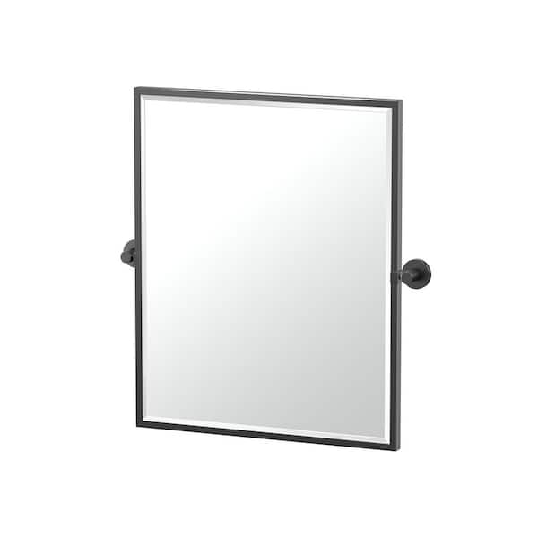 Gatco Reveal 24.38 in. W x 25 in. H Small Rectangular Framed Beveled Wall Bathroom Vanity Mirror in Matte Black