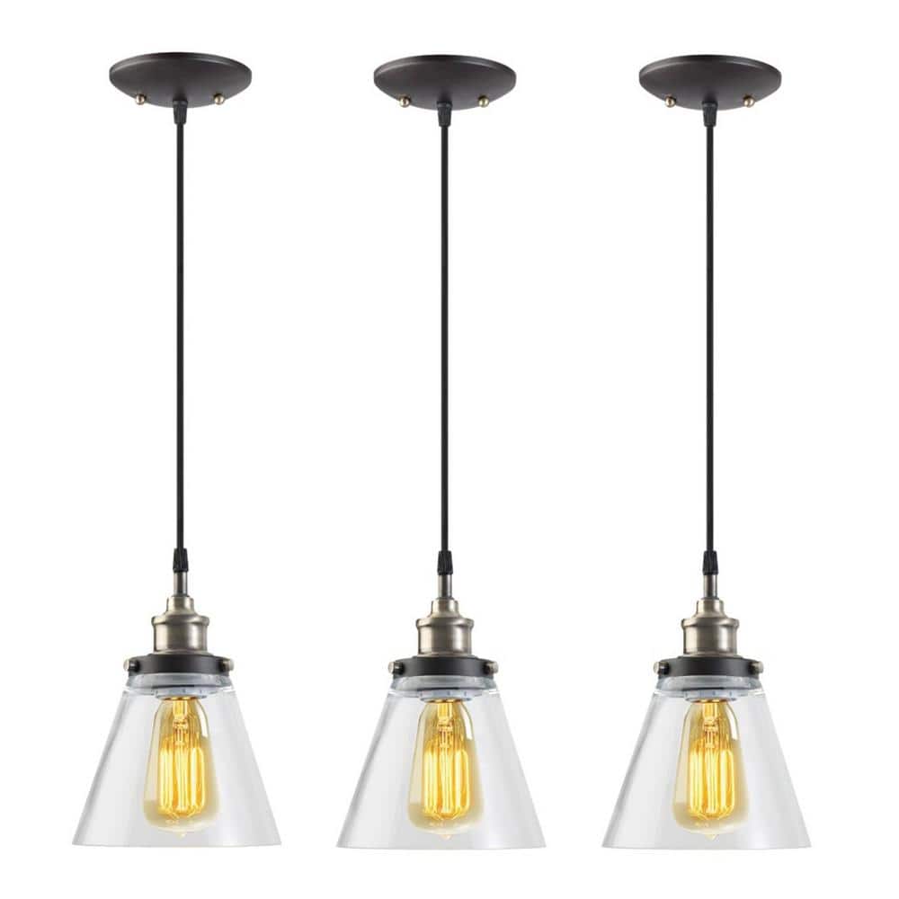Jackson 1-Light Vintage Edison Antique Brass Bronze and Black Hanging Penda