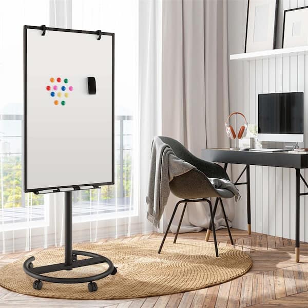 40 in. x 26 in. Mobile Whiteboard Height Adjustable Magnetic Dry Erase Board with Stand