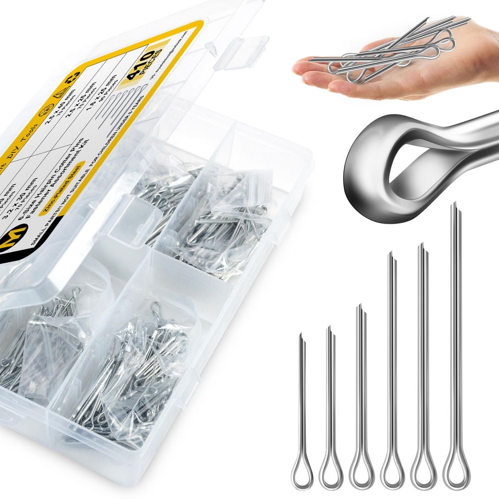 MYWISH Cotter Pin Assortment Kit, Zinc-Plated Steel, 6-Sizes (410