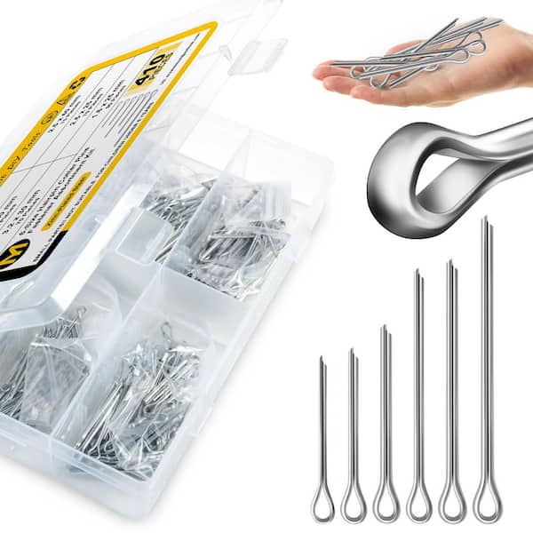 Cotter Pin Assortment Kit, Zinc-Plated Steel, 6-Sizes (410-Pack)