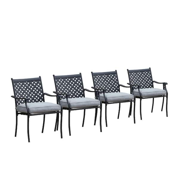 Patio Festival Metal Outdoor Dining Chair With Gray Cushion 4 Pack Pf19120 G - Home Depot Patio Dining Chair Cushions Set Of 4