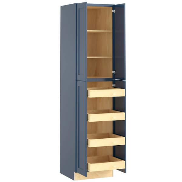 Newport 24 in. W x 24 in. D x 90 in. H Assembled Plywood Pantry Kitchen Cabinet in Mythic Blue with 4ROT Soft Close