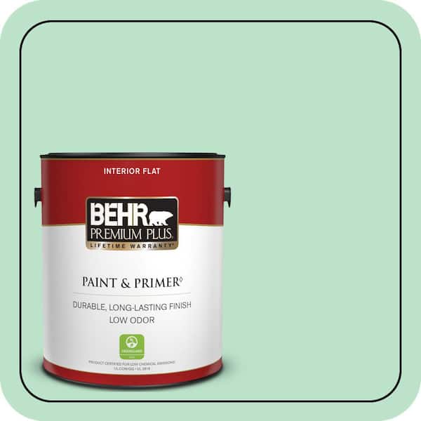 BEHR PREMIUM PLUS 1 gal. #P410-2 Spearmints Flat Low Odor Interior Paint & Primer