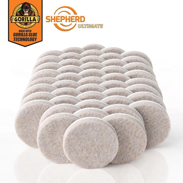 Ultimate 1 in. Beige Round Self-Adhesive Furniture Felt Pads with Gorilla Glue Technology (48-Pack)