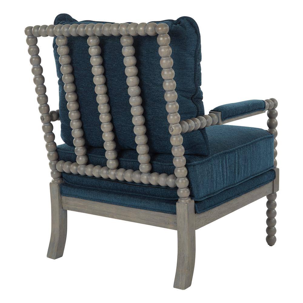 Brushed Gray Farmhouse Accent Chair with Padded Armrests