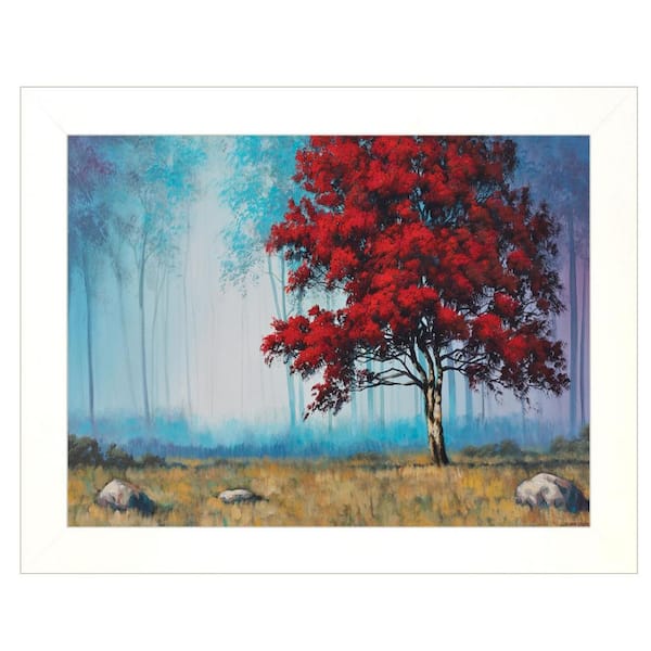 HomeRoots Charlie Red Tree 1-Piece Framed Wall Art 15 in. x 19 in.
