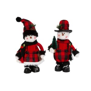 15 in. H Plush Holiday Standing Snowman Figures (Set of 2)