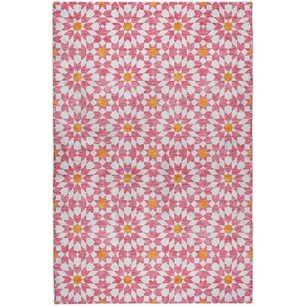 Dream Shag Premium Machine Washable Abstract ADS734 Pink 9 ft. x 12 ft. Area Rug