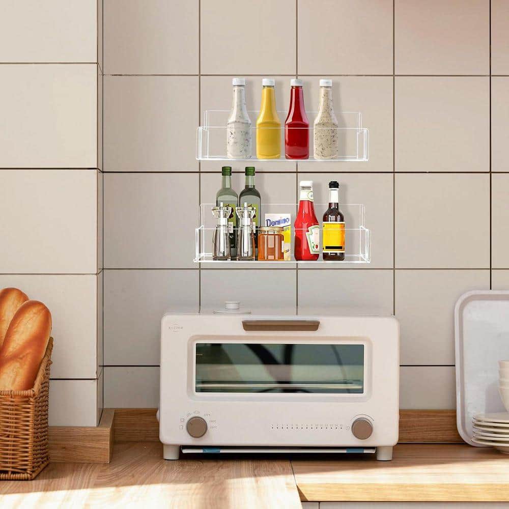 Whatseaso 9 in. 4 Pack Acrylic Door Mount Spice Rack WJ12254QF - The ...