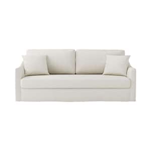 Wilfried 80.7 in. Modern Slipcovered Sofa With Removable Seat And Back Cushions-WHITE
