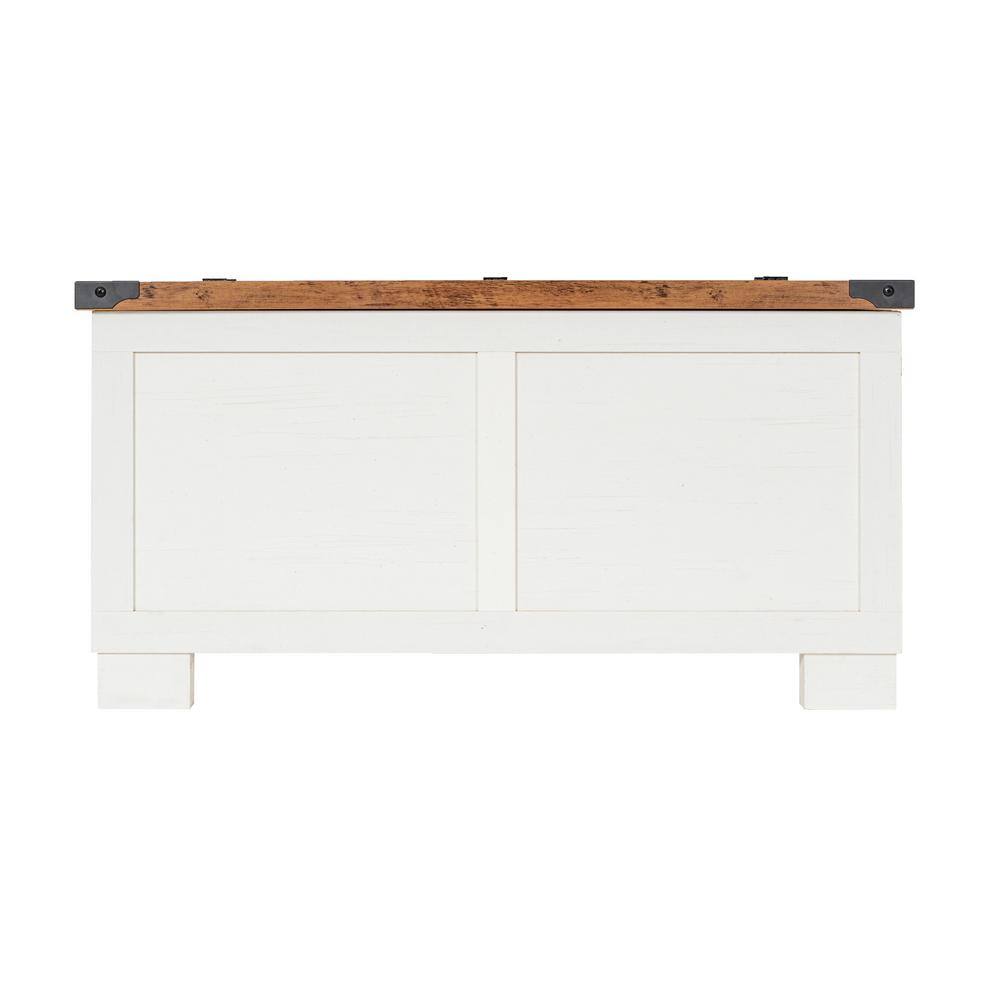 Rustic White and Oak Lift-Top Storage Coffee Table
