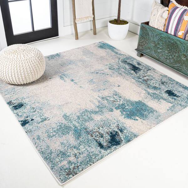 JONATHAN Y Contemporary Pop Cream/Blue 5 ft. Modern Abstract Vintage