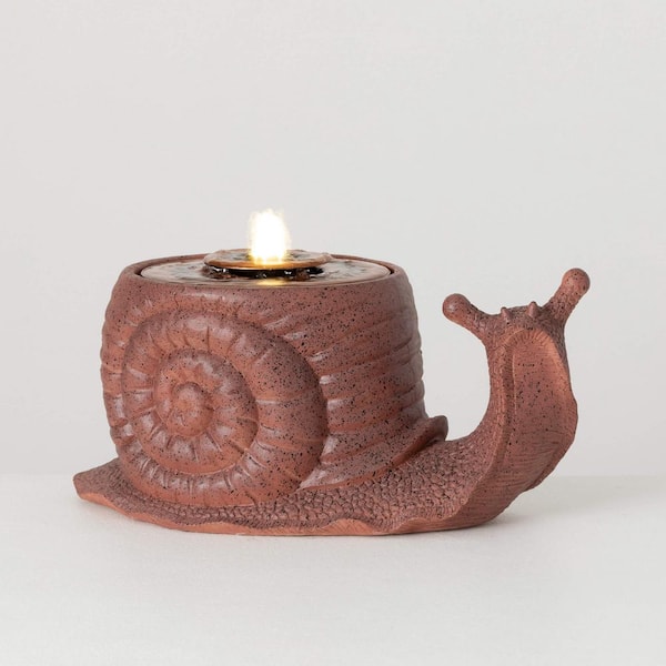 SULLIVANS 8.5 in. Copper Finished Snail Fountain, Resin
