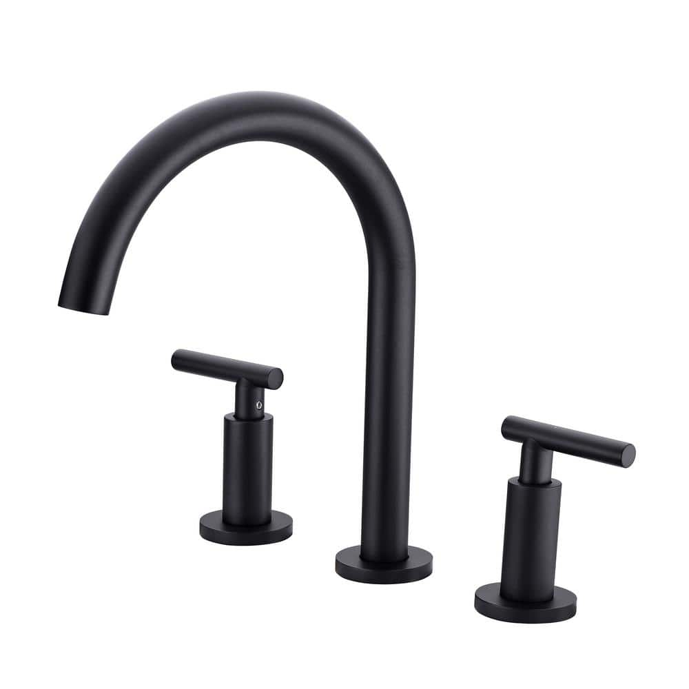 8 in. Widespread Double-Handle Bathroom Faucet in Matte Black -  WELLFOR, WA-2088MB