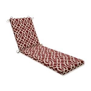 23 x 30 Outdoor Chaise Lounge Cushion in Red/Ivory New Geo