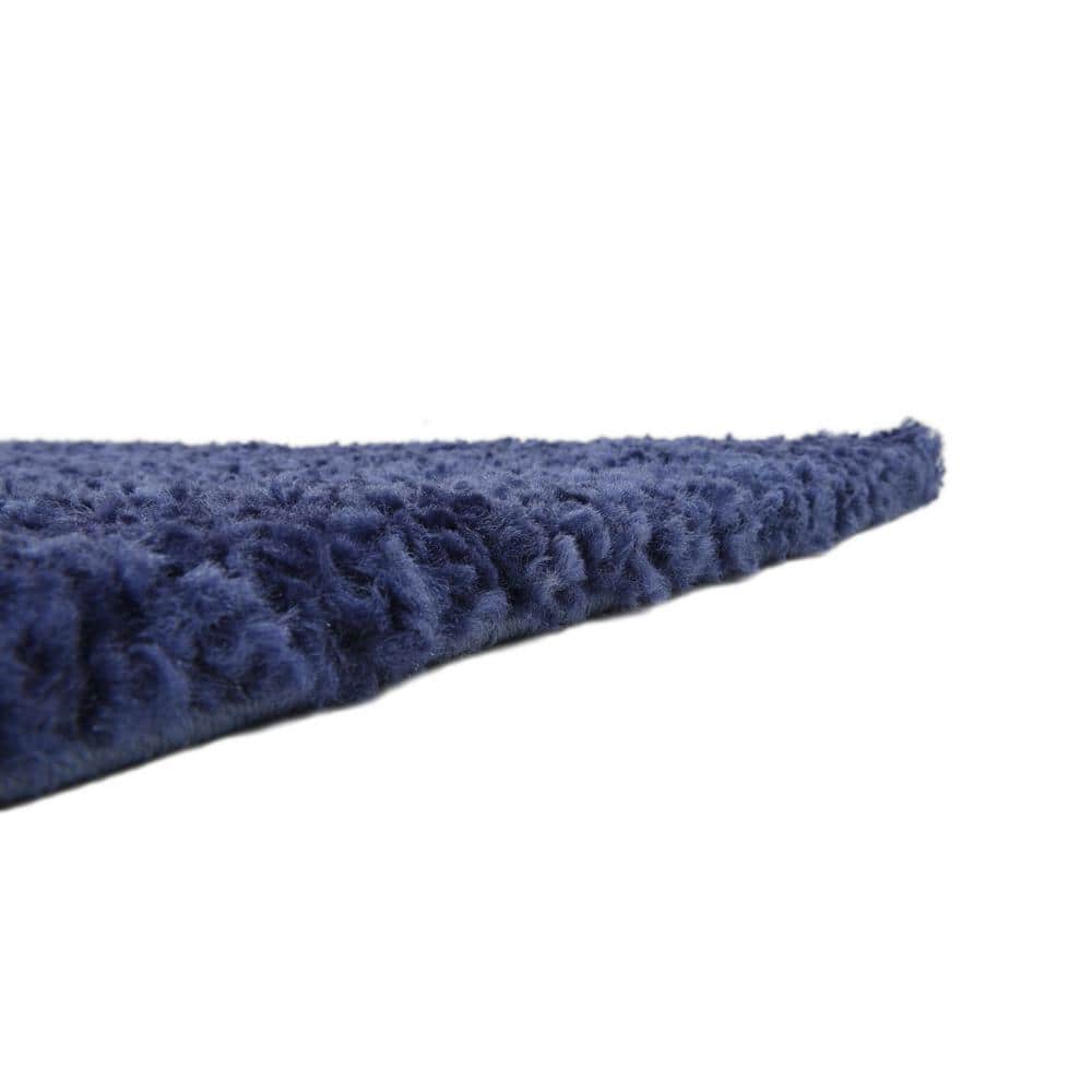 Navy Blue Rectangular Stain-Resistant Synthetic Area Rug
