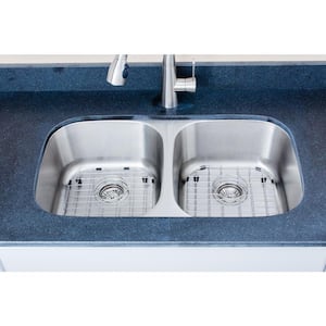 The Craftsmen Series Undermount Stainless Steel 33 in. 50/50 Double Bowl Kitchen Sink Package