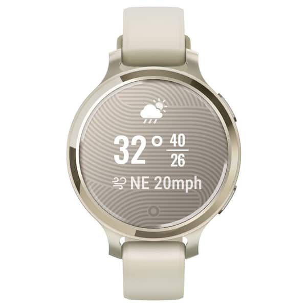 Lily 2-Active Health and Fitness GPS Smartwatch with Anodized Aluminum Bezel 1.5 x .4 in Lunar Gold with Bone