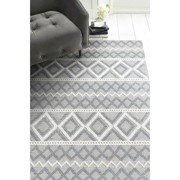 Renewed 9 ft. x 13 ft. Gray Moroccan Upcycled Handwoven Area Rug