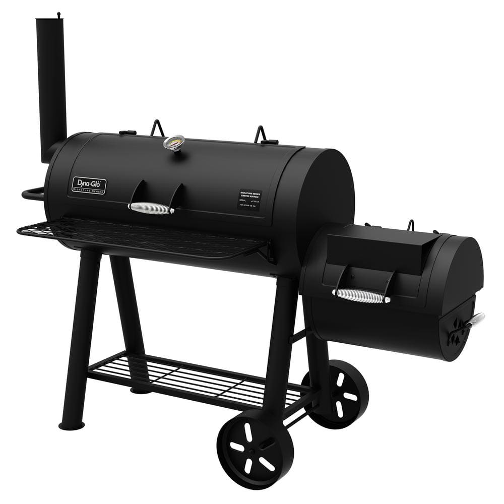 Black Steel Built-In Charcoal Grill with Smoker