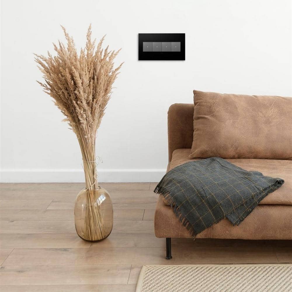 Graphite 4-Gang Screwless Wall Plate with Sophisticated Finish